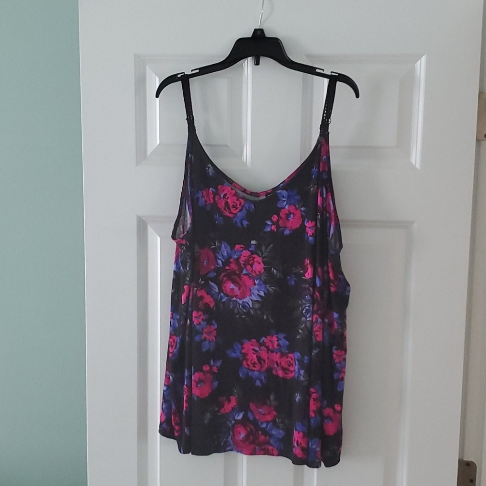 Black floral tank top